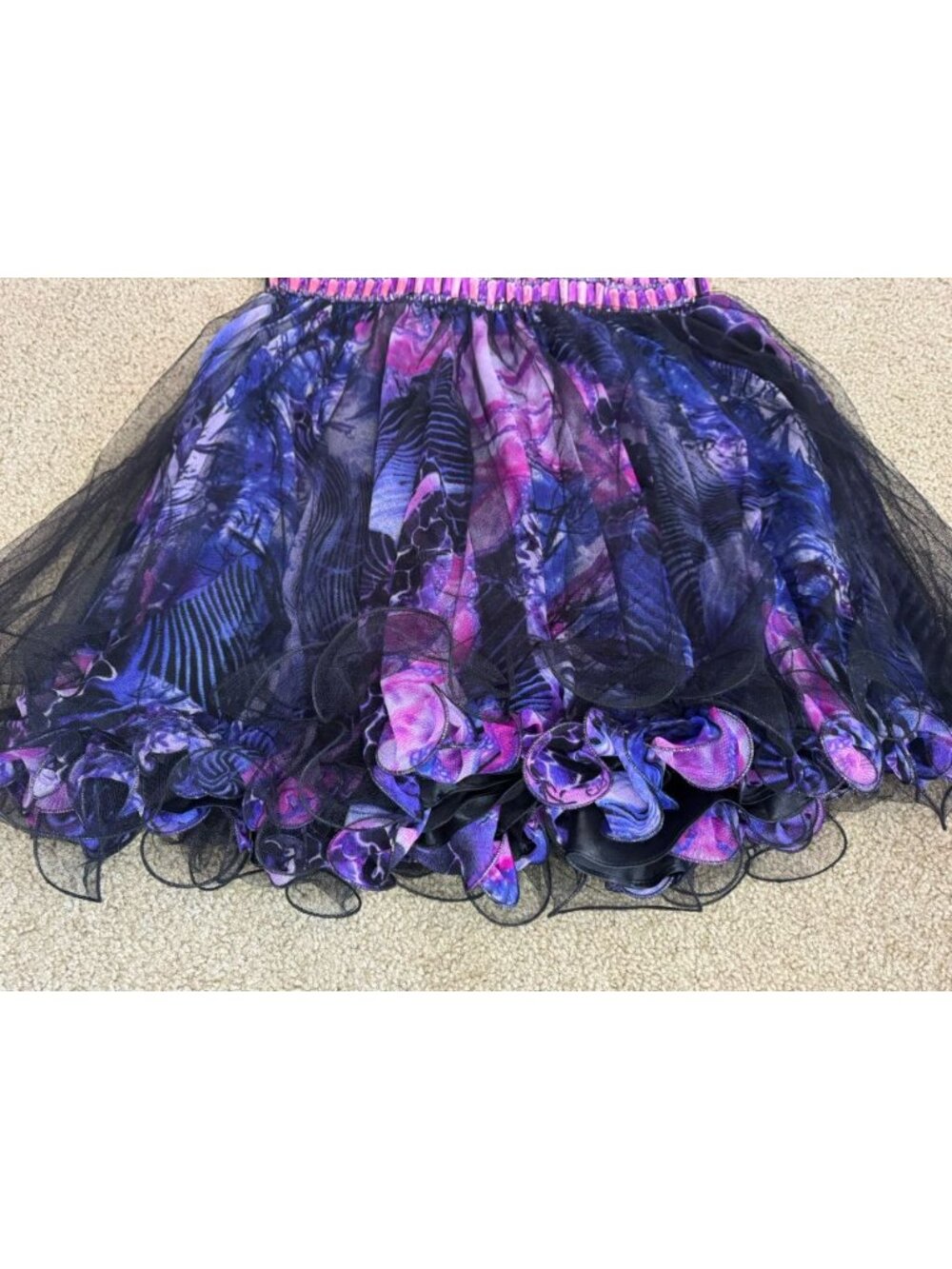 BLUSH PROM Beaded Black Purple Floral Cocktail Dress Party Holiday HOCO LARGE - Picture 5 of 10